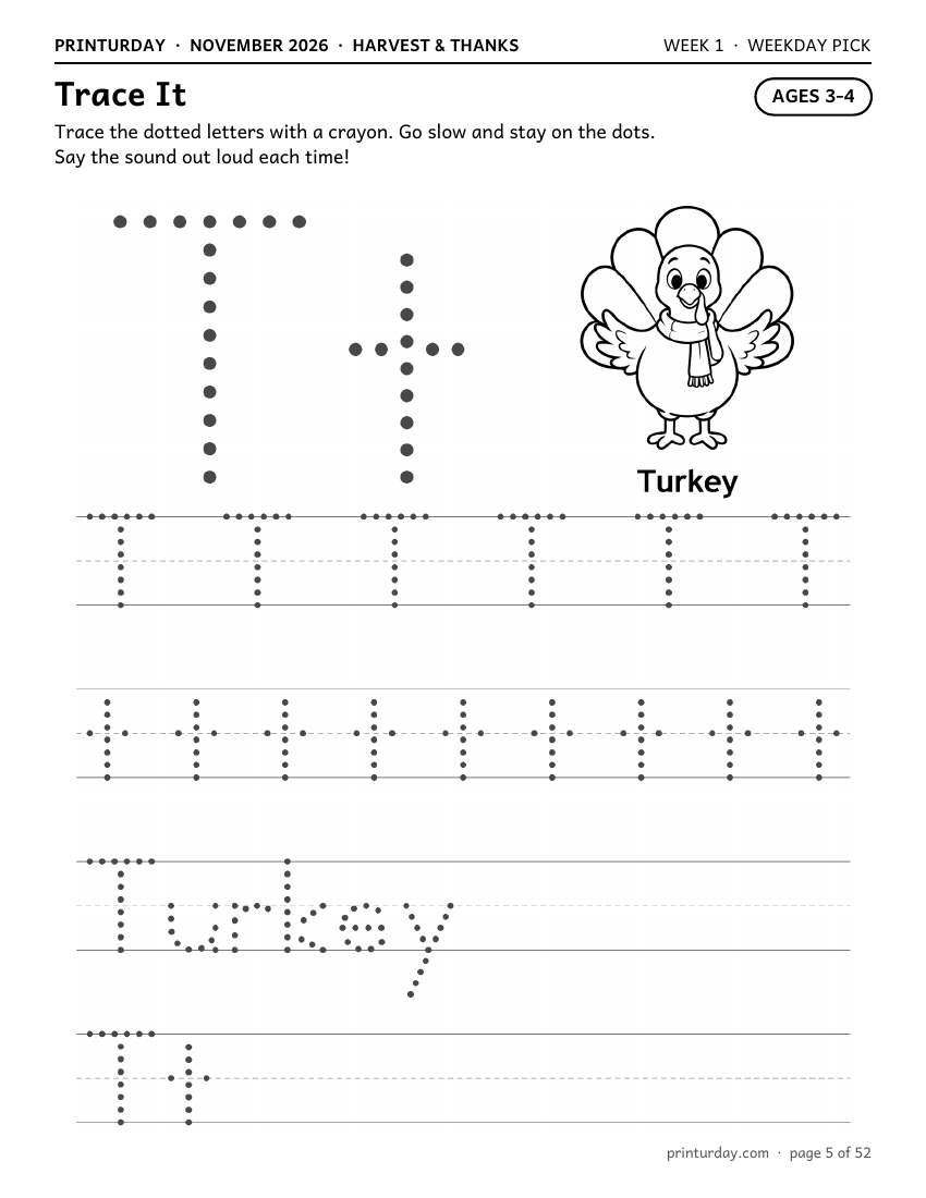 Trace It · letter T