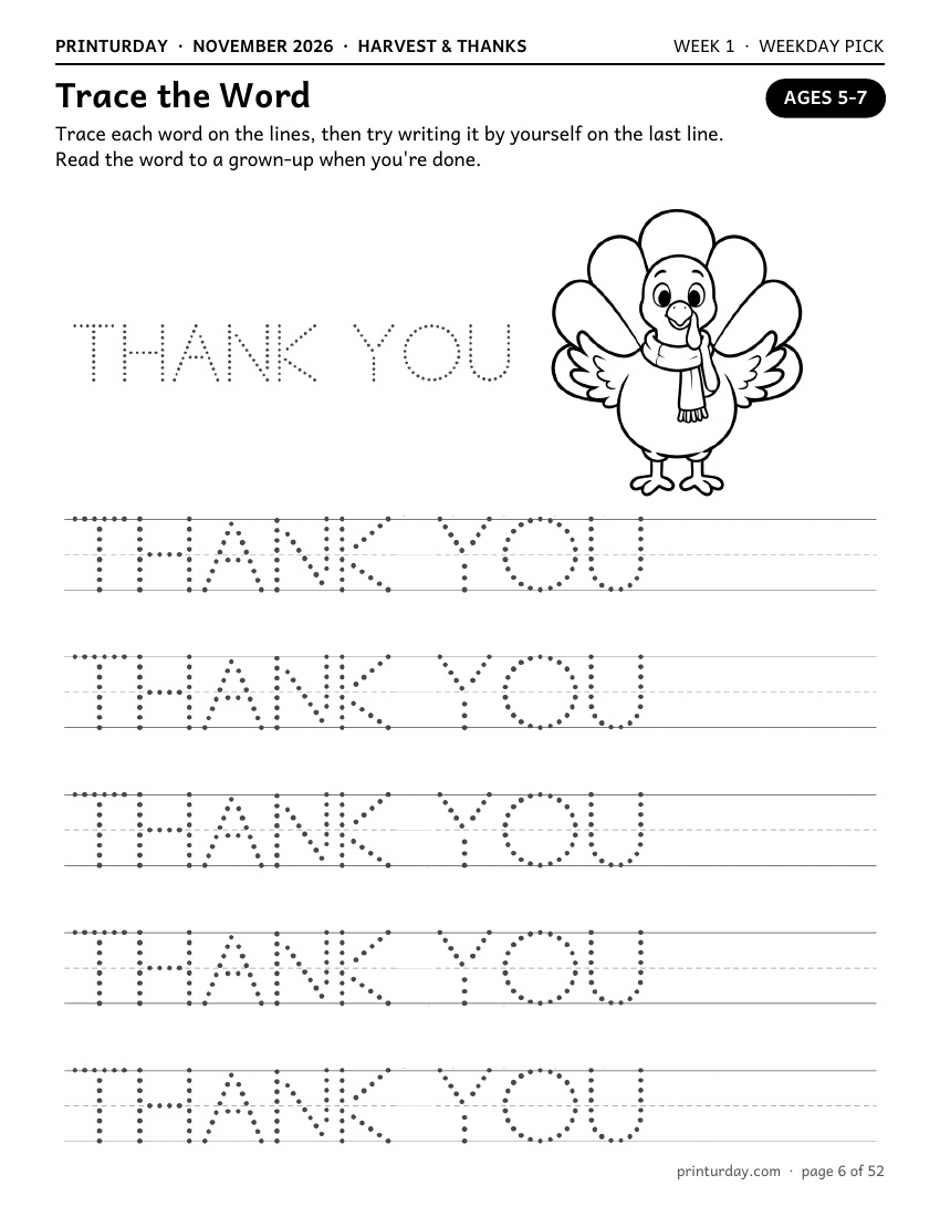 Trace the word · THANK YOU