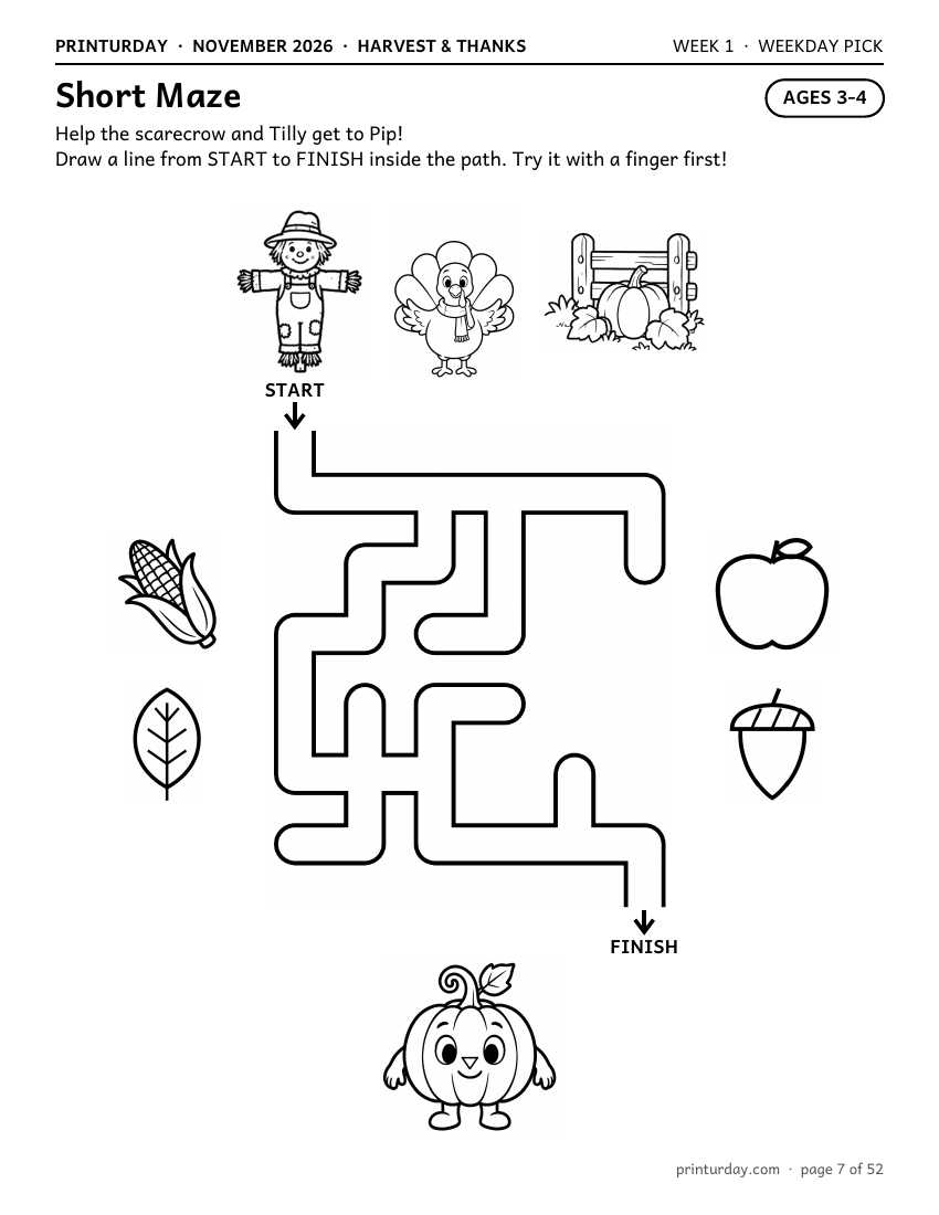 Short Maze, little lane (ages 3-4) Short maze for ages 3-4