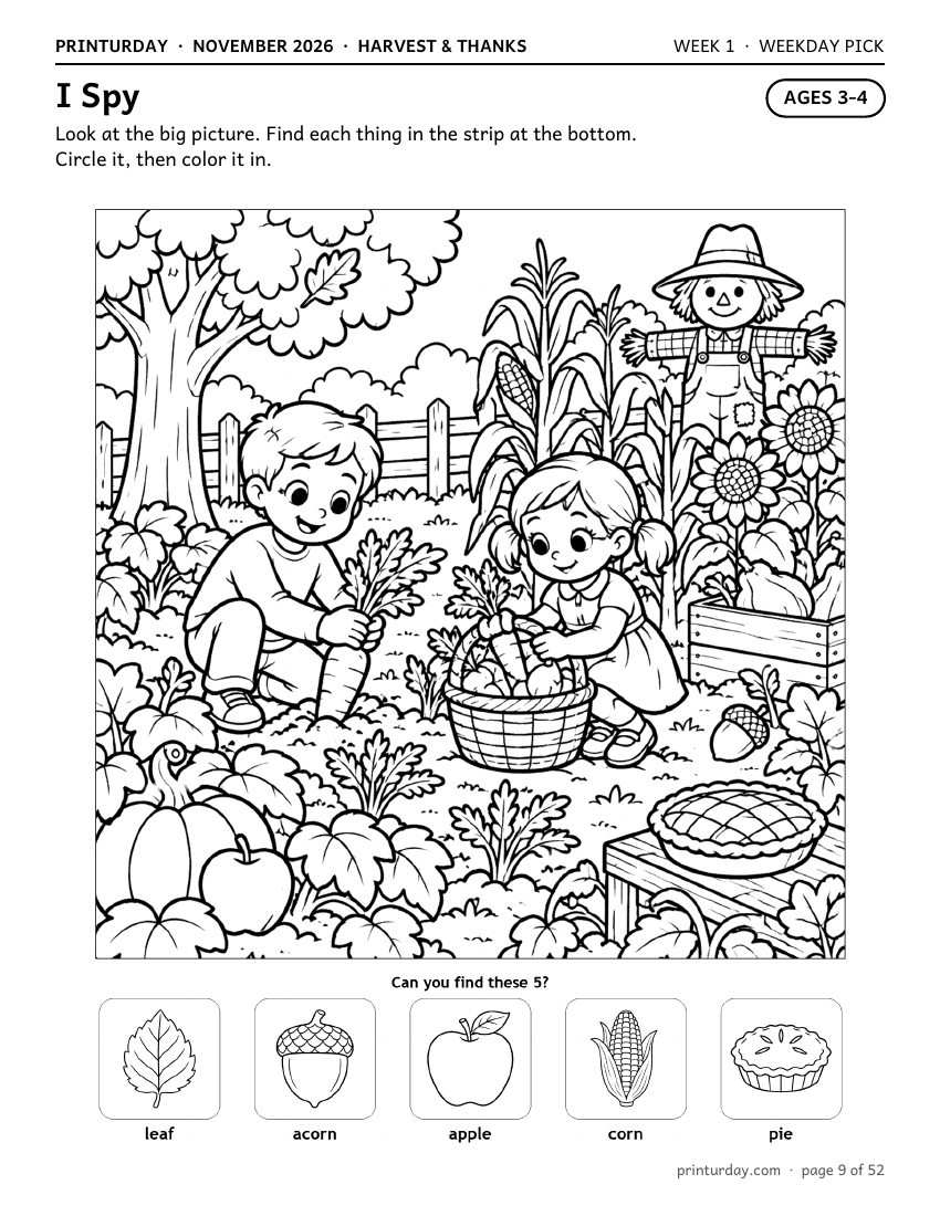 I Spy, little lane (ages 3-4) I Spy page for ages 3-4