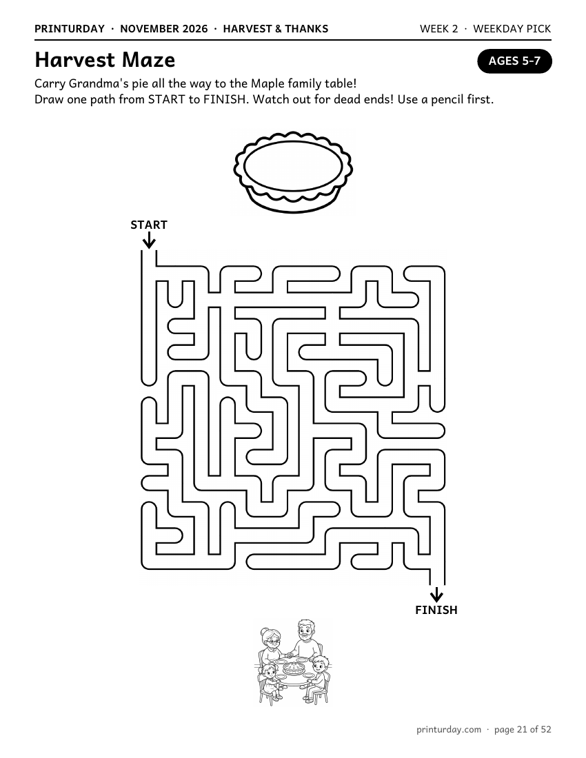 Harvest Maze, big lane (ages 5-7) Harvest maze for ages 5-7