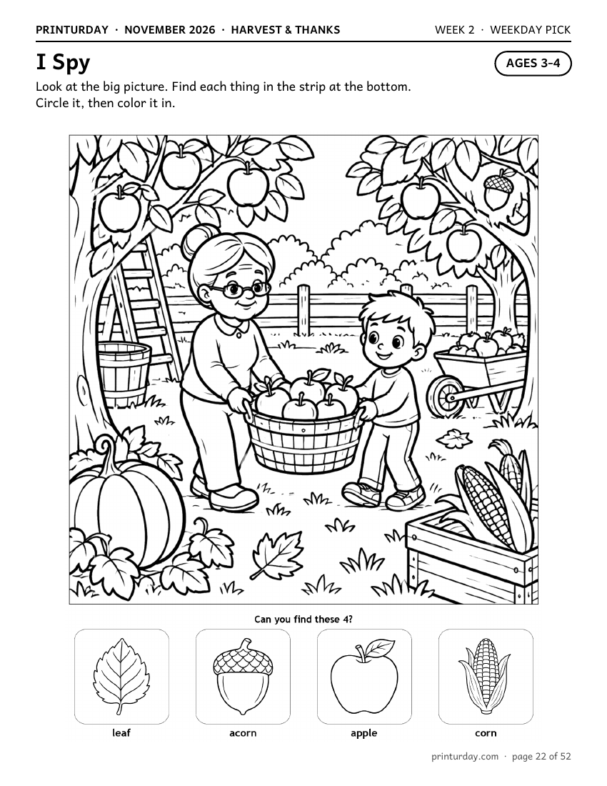 I Spy page for ages 3-4