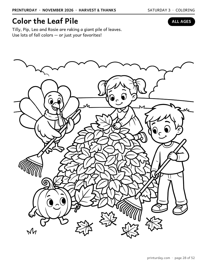Color the Leaf Pile coloring page