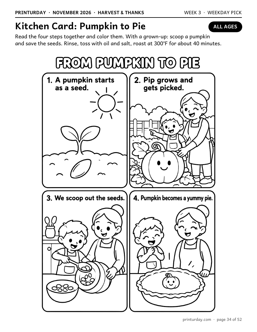 Kitchen card: Pumpkin to Pie